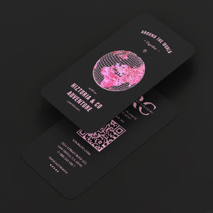 Minimale Reiseleiter Reiseagentur Schwarz Pink Glo Visitenkarte