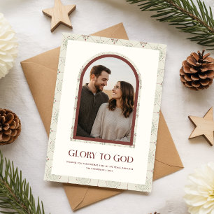 Minimale religiöse Familienbogen-Foto-Weihnachten Feiertagskarte