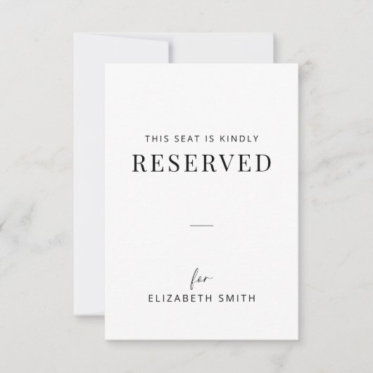 Minimale reservierte Hochzeitssitz-Etikette (Vorderseite)