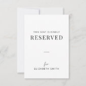 Minimale reservierte Hochzeitssitz-Etikette (Rückseite)