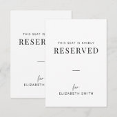 Minimale reservierte Hochzeitssitz-Etikette (Vorne/Hinten)