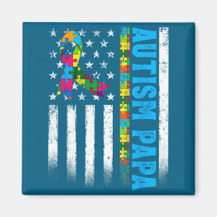 Minimale Retro-Amerikanische Flagge Autism Papa Magnet
