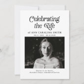 Minimale Retro-Beerdigung feiert das Leben Einladung (Vorderseite)