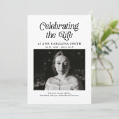 Minimale Retro-Beerdigung feiert das Leben Einladung (Stehend Vorderseite)