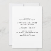 Minimale Retro-Beerdigung feiert das Leben Einladung (Rückseite)