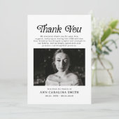 Minimale Retro-Beerdigung Foto-Gedenkstätte Dankeskarte (Stehend Vorderseite)