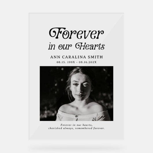 Minimale Retro-Beerdigung für immer in unserem Her Acrylschild (Vorderseite)