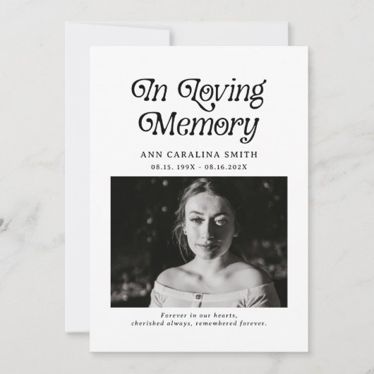 Minimale Retro-Beerdigung im lieben Gedächtnis Einladung (Vorderseite)