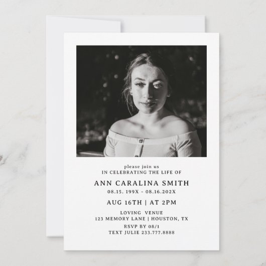 Minimale Retro-Beerdigung im lieben Gedächtnis Einladung (Rückseite)