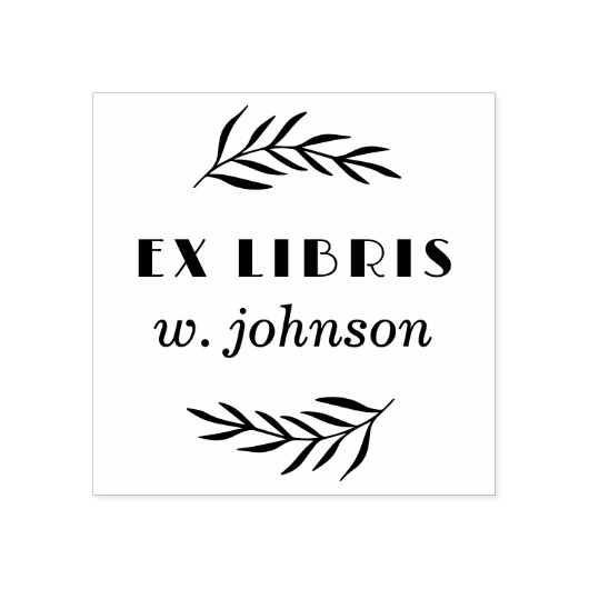 Minimale Retro-Botanische Zweigstelle Ex Libris Bu Gummistempel (Prägung)