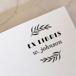 Minimale Retro-Botanische Zweigstelle Ex Libris Bu Gummistempel
