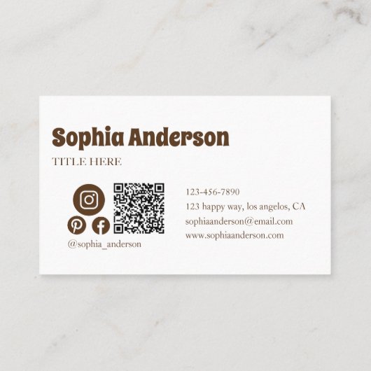 Minimale Retro-Checkerboard - Braun & Dusty-Rose Visitenkarte (Rückseite)