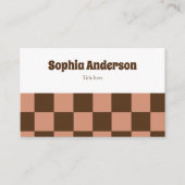 Minimale Retro-Checkerboard - Braun & Dusty-Rose Visitenkarte (Vorderseite)