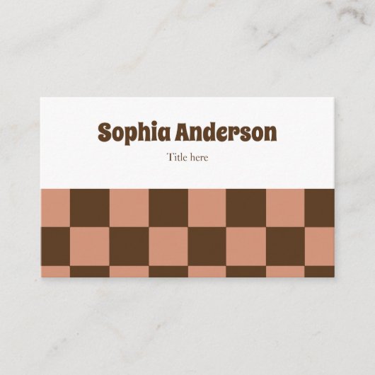 Minimale Retro-Checkerboard - Braun & Dusty-Rose Visitenkarte (Vorderseite)