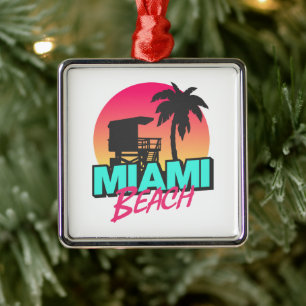 Minimale Retro-Miami-Beach-Buchstaben Ornament Aus Metall