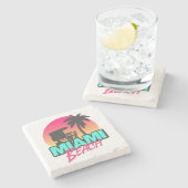 Minimale Retro-Miami-Beach-Buchstaben Steinuntersetzer (Seitenansicht)