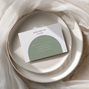 Minimale Retro-Rustikalität in Salbeigrün Bogen Bo RSVP Karte