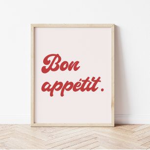 Minimale Retro-Schrift 'Bon Appétit' Küche Poster