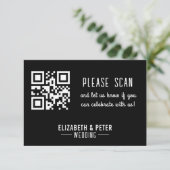 Minimale Retro-Schwarz-weiße Hochzeit RSVP Karte (Stehend Vorderseite)