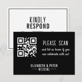 Minimale Retro-Schwarz-weiße Hochzeit RSVP Karte