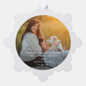 Minimale Retro Typografie 2 Foto Frohe Weihnachten Ornament Karte (Rückseite)