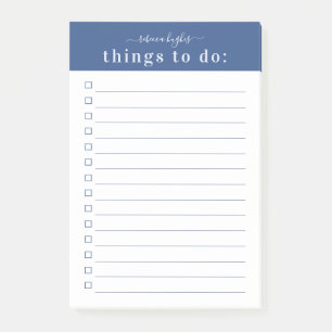 Minimale Retro-Typografie   Blaues Monogramm Post-it Klebezettel