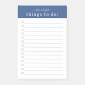 Minimale Retro-Typografie | Blue Monogram Post-it Klebezettel (Vorderseite)