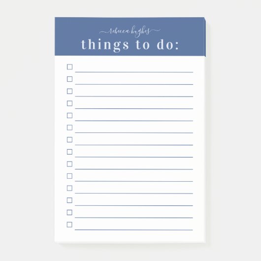 Minimale Retro-Typografie | Blue Monogram Post-it Klebezettel (Vorderseite)