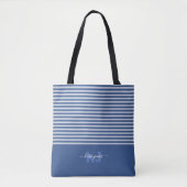 Minimale Retro-Typografie | Blue Monogram Tasche (Vorderseite)