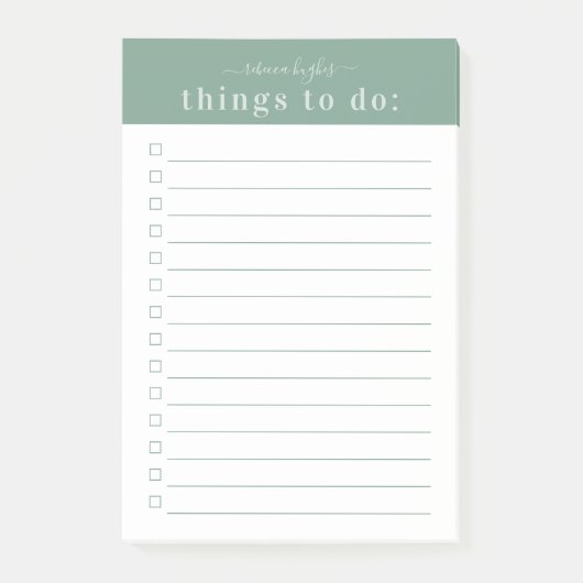 Minimale Retro-Typografie | Grünes Monogramm Post-it Klebezettel (Vorderseite)