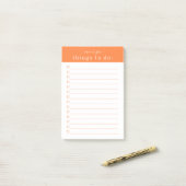 Minimale Retro-Typografie | Oranges Monogramm Post-it Klebezettel (Auf Schreibtisch)