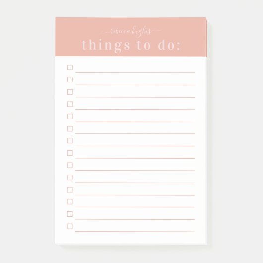 Minimale Retro-Typografie | Rosa Monogramm Post-it Klebezettel (Vorderseite)