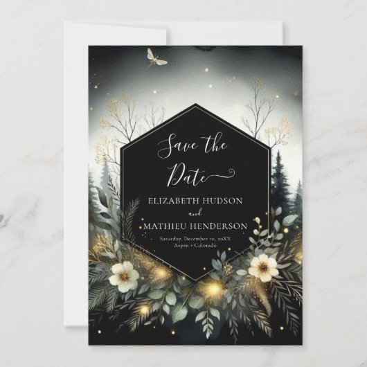 Minimale romantische Waldhochzeit Save The Date (Vorderseite)