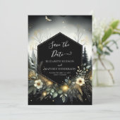 Minimale romantische Waldhochzeit Save The Date (Stehend Vorderseite)