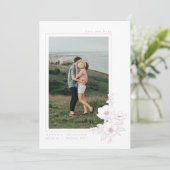 Minimale Rosa Anemone Kunst Hochzeit Save The Date (Stehend Vorderseite)