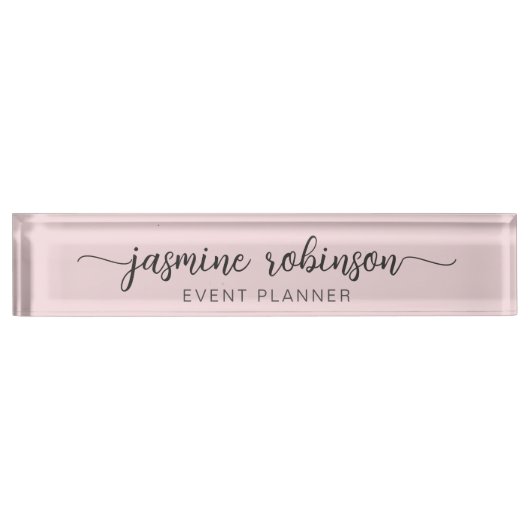 Minimale Rosa-Berufliche Monogramm-Signatur Namensplakette (Vorderseite)