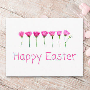 Minimale rosa Blumen Frohe Ostern Moderne Frühling Feiertagspostkarte