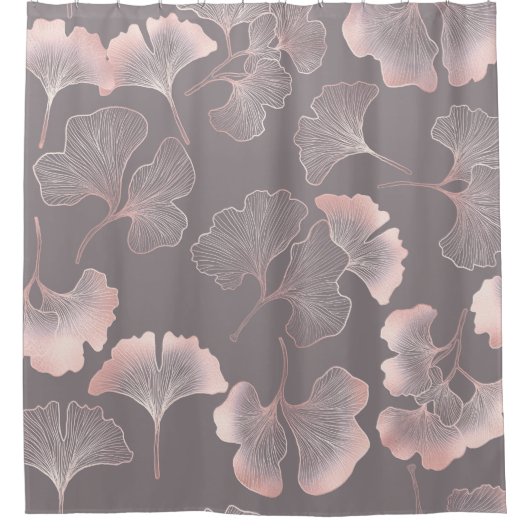 Minimale rosa botanische Muster Duschvorhang (Vorderseite)