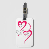 Minimale rosa Herz Liebe Gepäckanhänger (Vorderseite Vertikal)
