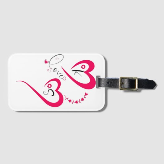 Minimale rosa Herz Liebe Gepäckanhänger (Vorderseite (Horizontal))