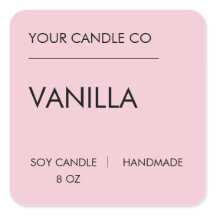 Minimale rosa Kerzenetikett – Vanille-Soja-Kerze