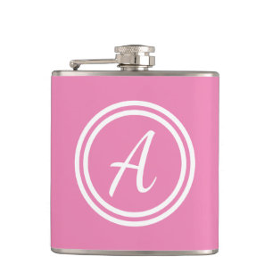 Minimale rosa Monogrammierung Flachmann