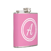 Minimale rosa Monogrammierung Flachmann (Rechts)