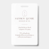 Minimale Rose Beige-ID-Logo für Monogramm und Foto Ausweis (Rückseite)