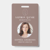 Minimale Rose Beige-ID-Logo für Monogramm und Foto Ausweis (Vorderseite)