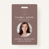 Minimale Rose Beige-ID-Logo für Monogramm und Foto Ausweis (Vorderseite)