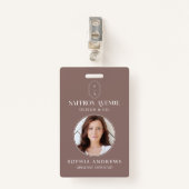 Minimale Rose Beige-ID-Logo für Monogramm und Foto Ausweis (Vorderseite mit Klammer)