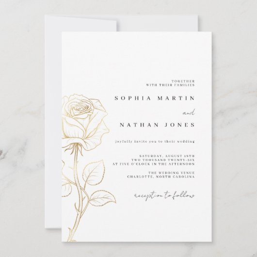 Minimale Rose Einladung (Vorderseite)