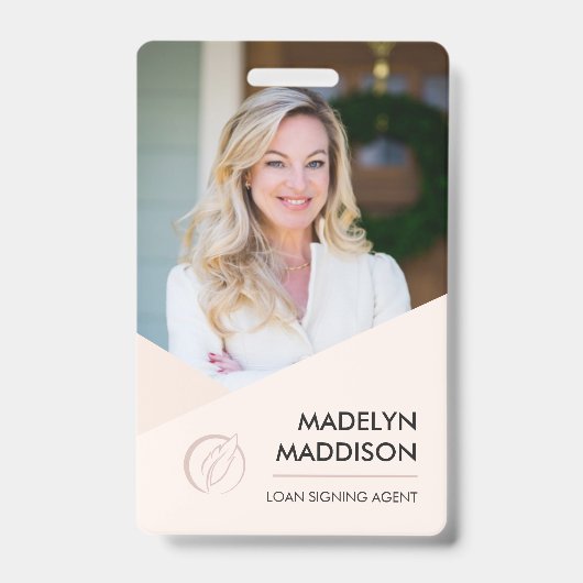 Minimale Rose Foto Notar Signierung Agent Abzeiche Ausweis (Vorderseite)