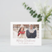 Minimale Rose Frohe Weihnachten Save the Date Foto (Stehend Vorderseite)